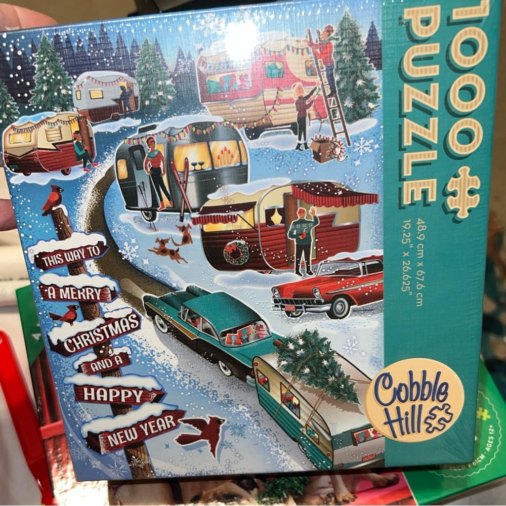 Cobble Hill Jigsaw Puzzle Christmas Campers Winter Camping Scene 1000 Pcs New